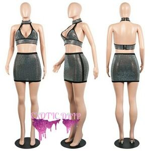 ExoticDrip Women Diamonds Two Piece Set Skirt Set